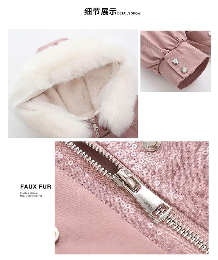 Faux Fur Zip-Up Padded Jacket Product Image