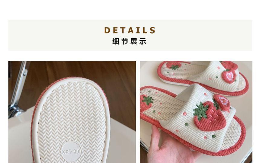 Strawberry Embroidered Slippers Product Image