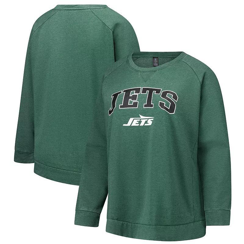 Womens Fanatics Heather New York Jets Acid Wash Raglan Pullover Sweatshirt Product Image