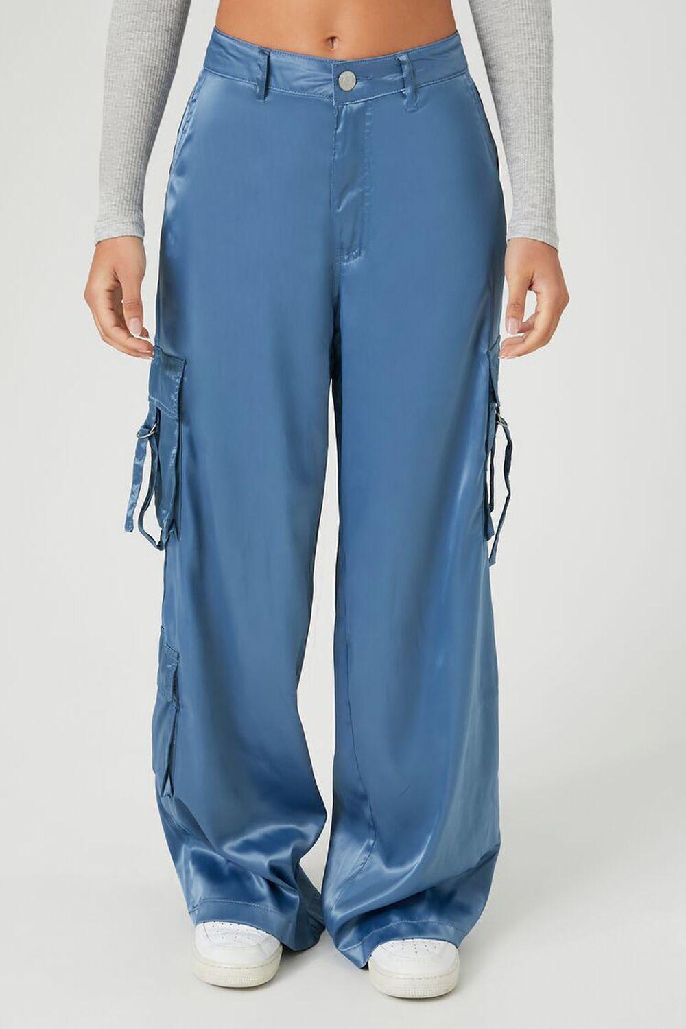 Satin Wide-Leg Cargo Pants | Forever 21 Product Image