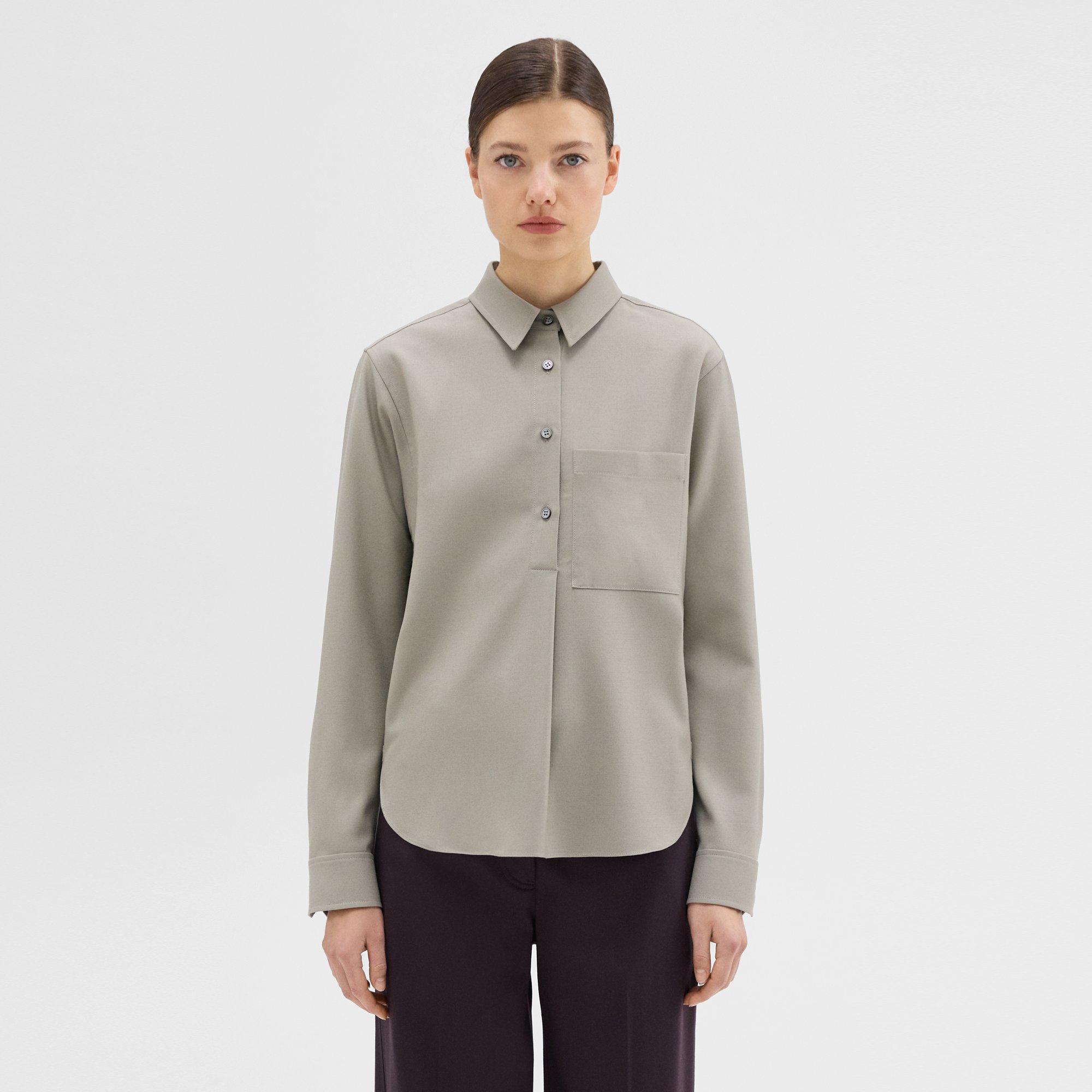 Virgin Wool Popover Shirt | Theory Project Product Image