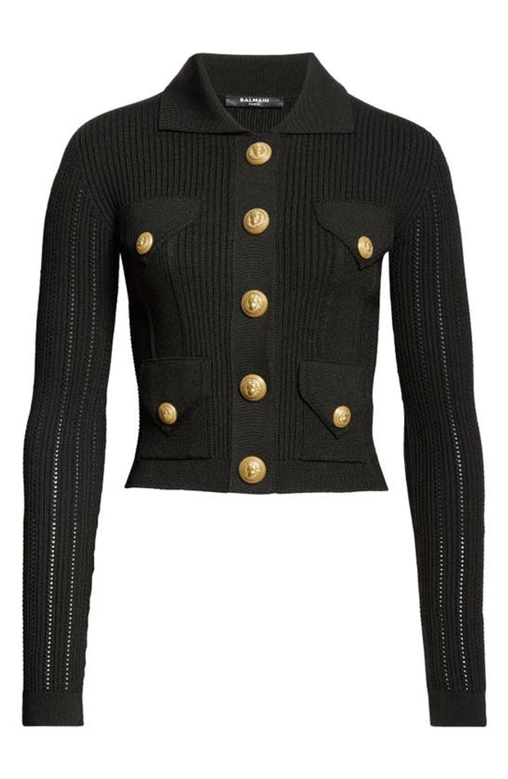 Rib-knit Cardigan In Black Product Image