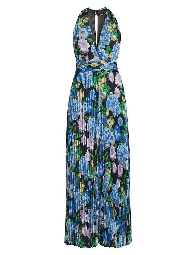 Womens Elizabeth Floral Satin Maxi Dress Product Image