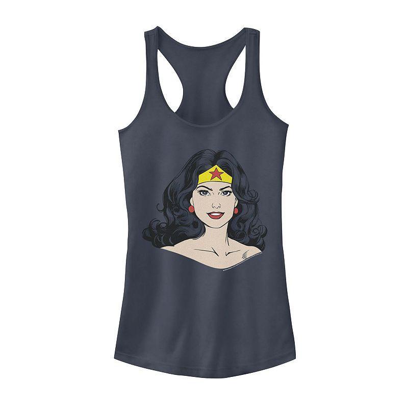 Juniors DC Comics Wonder Woman Face Portrait Tank Top, Girls Blue product image