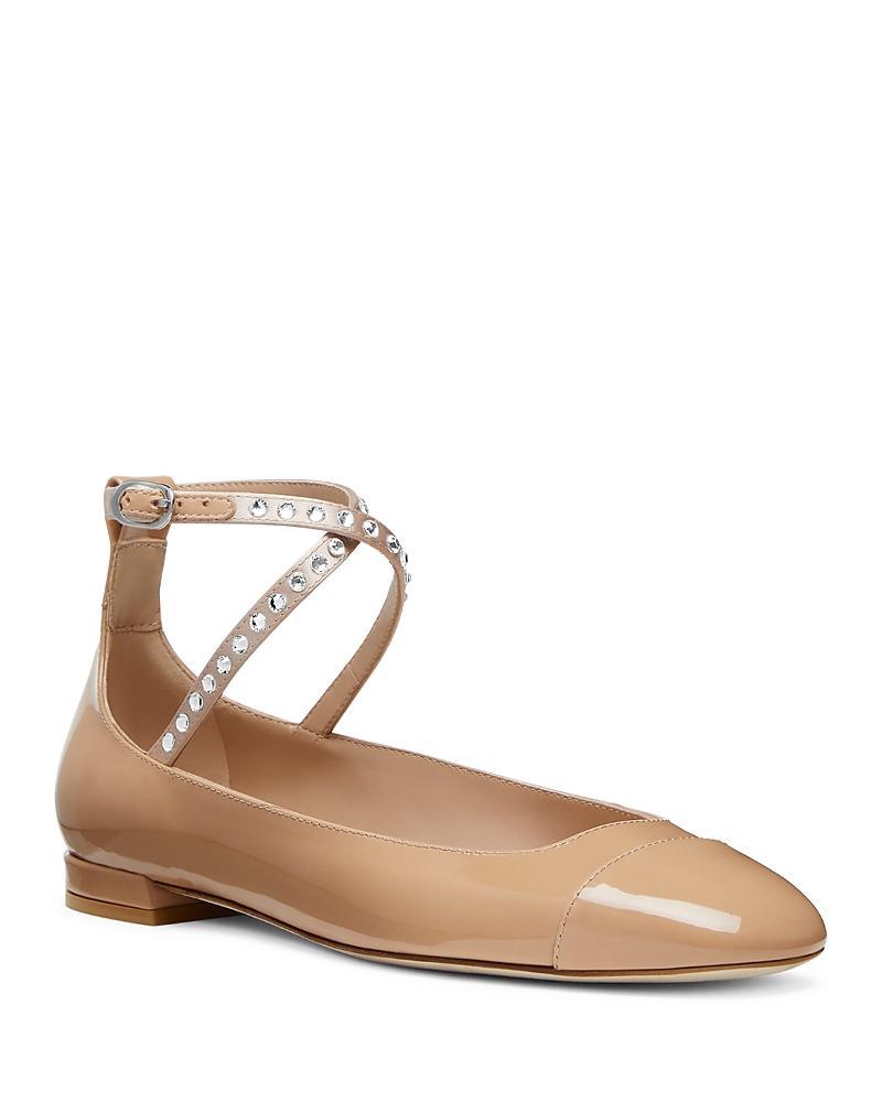 Stuart Weitzman Womens Eden Crystal Crisscross Flats Product Image