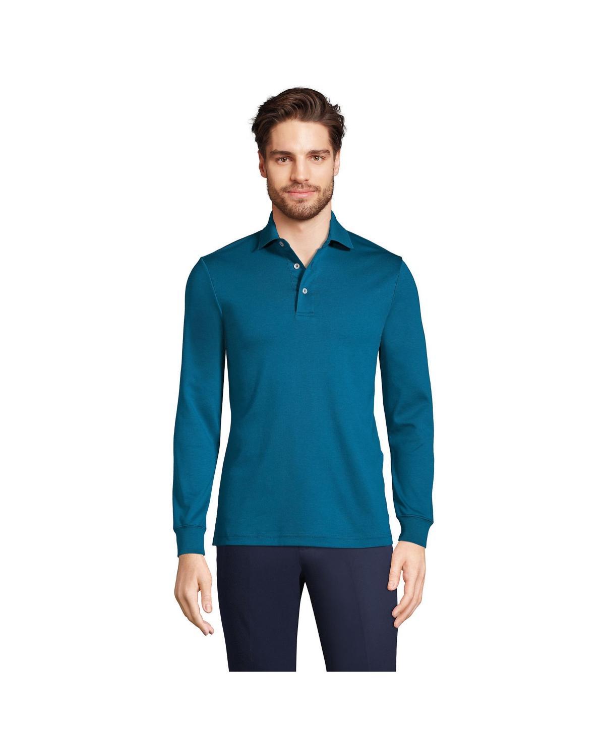 Lands End Mens Big & Tall Long Sleeve Supima Interlock Polo Shirt Product Image