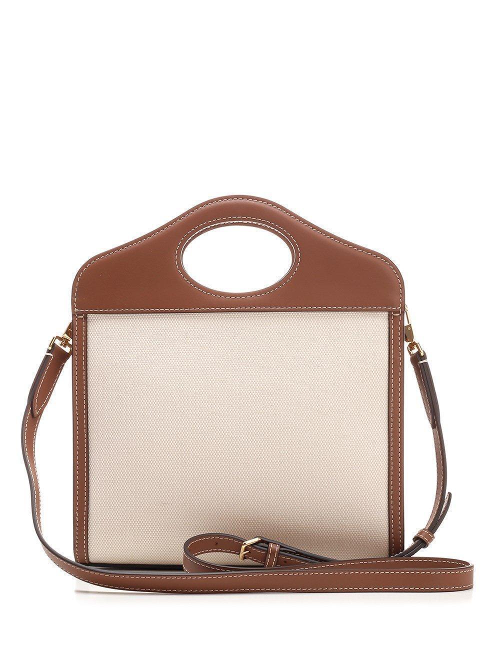 BURBERRY Pocket Mini Handbag In Natural,malt Brown Product Image