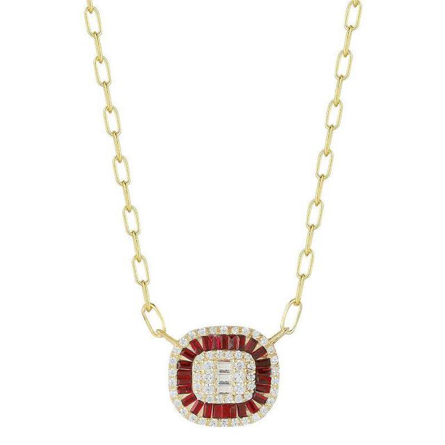 Sunkissed Sterling 14k Gold Over Silver Cubic Zirconia Illusion Pendant Necklace, Womens Red Product Image