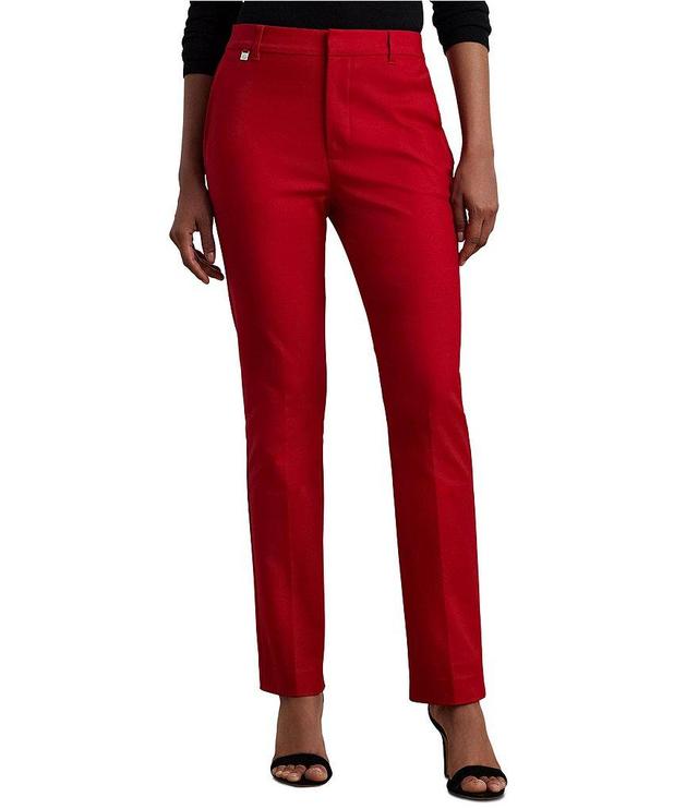 Lauren Ralph Lauren Lakythia Stretch Cotton Flat Front Slim Straight Leg Mid Rise Pants Product Image