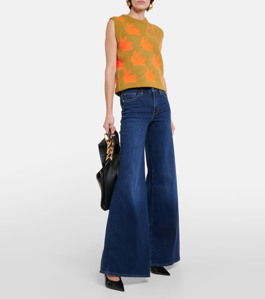 High-rise Flared Jeans In Dark Blue Product Image