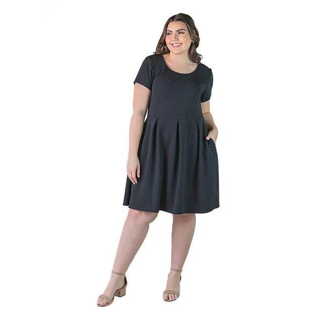 Plus Size 24Seven Comfort Apparel Pleated Pocket Midi Dress, Womens Product Image