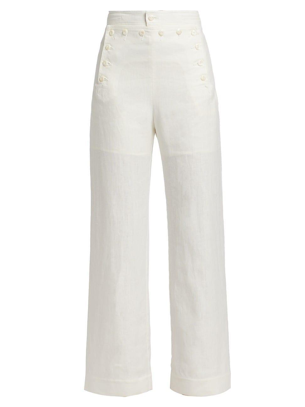 Womens Linen Sailor Trousers Product Image