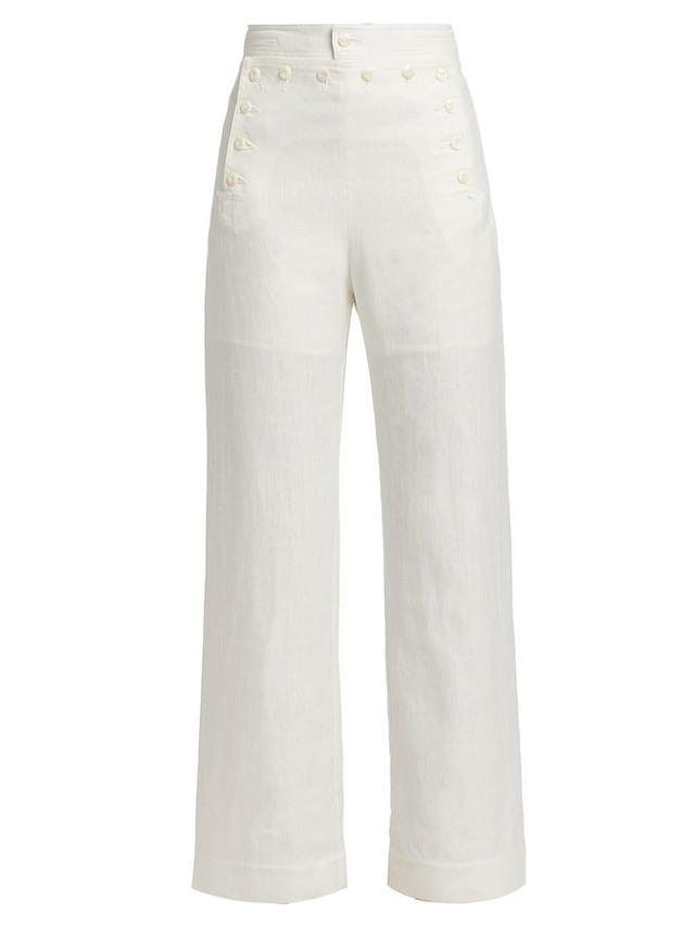 Womens Linen Sailor Trousers Product Image