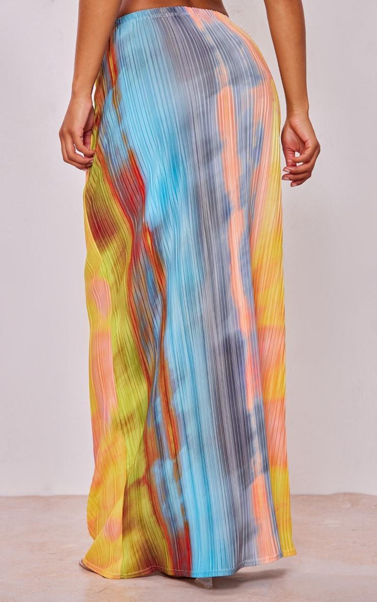 Yellow Ombre Printed Plisse Maxi Skirt Product Image