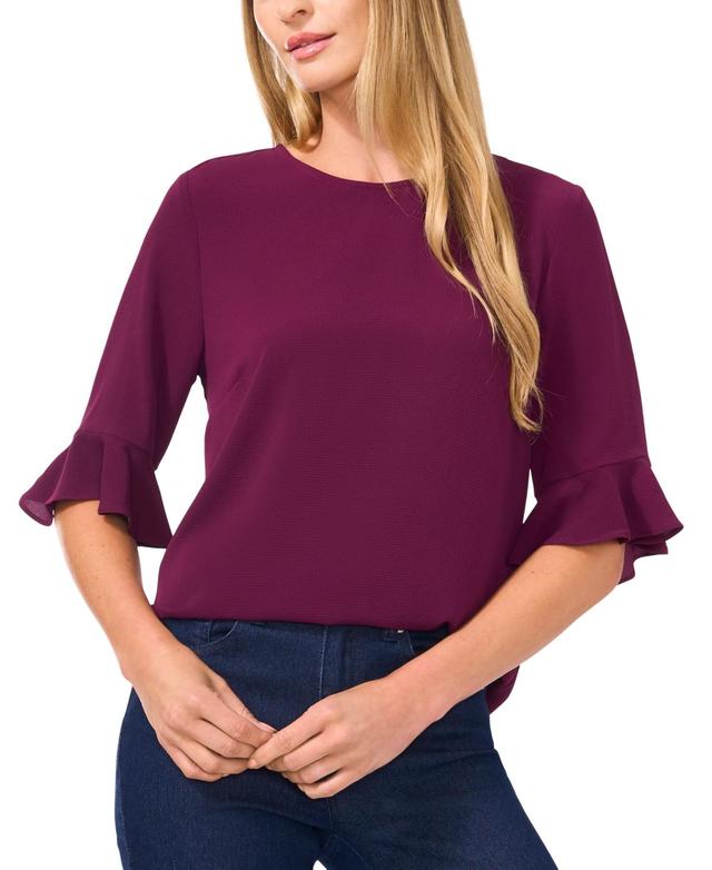 CeCe Womens Ruffled Cuff 3/4-Sleeve Crew Neck Blouse Product Image