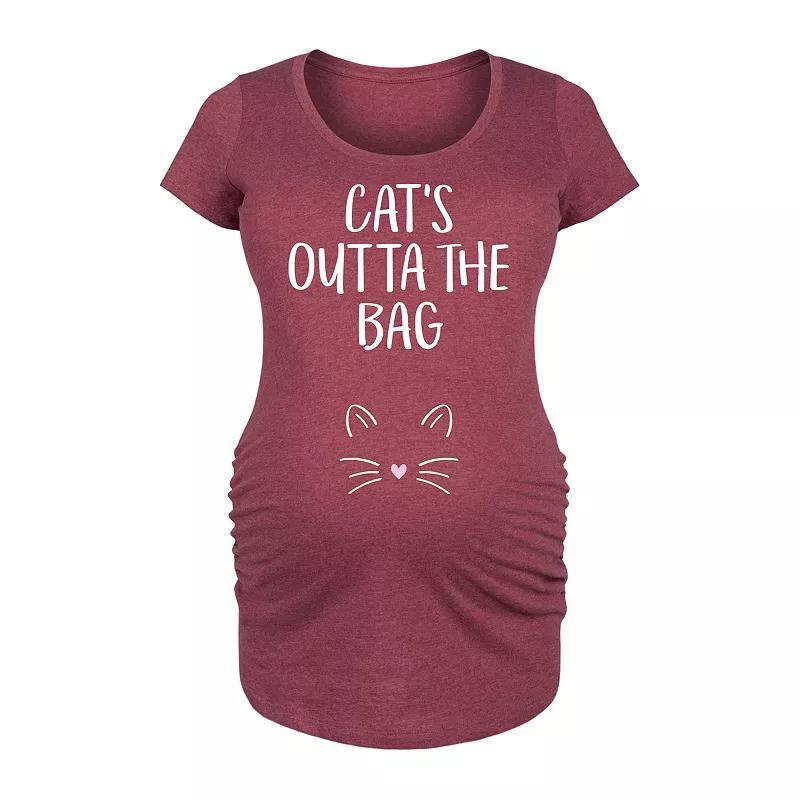 Maternity Cats Outta The Bag Graphic Tee, Womens Grey Dark Red Product Image