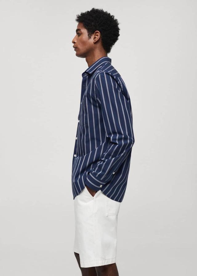 MANGO MAN - Classic-fit striped cotton shirt dark navyMen Product Image