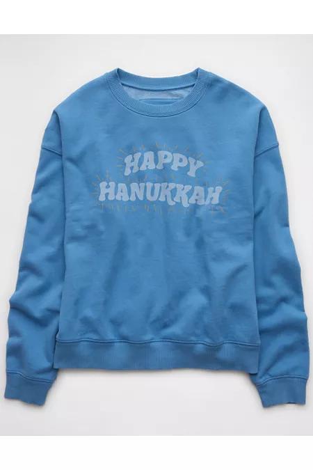 AE Hanukkah Graphic Relaxed Crew Neck Sweatshirt Womens Product Image