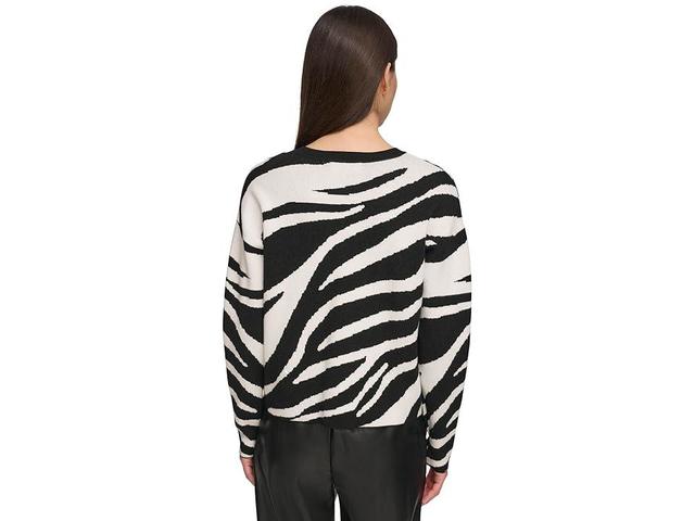 Dkny Womens Animal Print Crewneck Long Sleeve Sweater Product Image