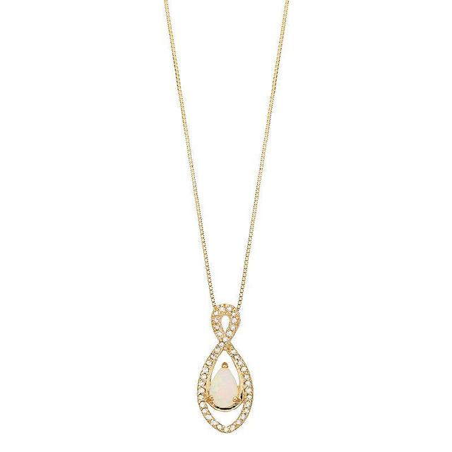 Gemminded 10k Gold 1/8 Carat T.W. & Lab-Created Opal Infinity Pendant Necklace, Womens Product Image