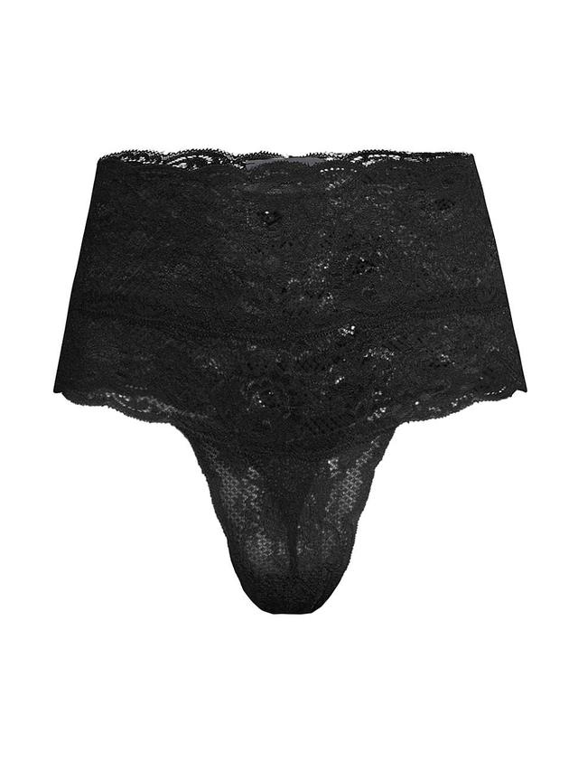 Womens High-Waisted Lace Thong Product Image