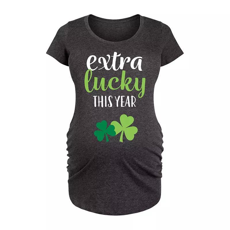 Maternity Extra Lucky This Year Shamrocks Graphic Tee, Womens Blue Product Image