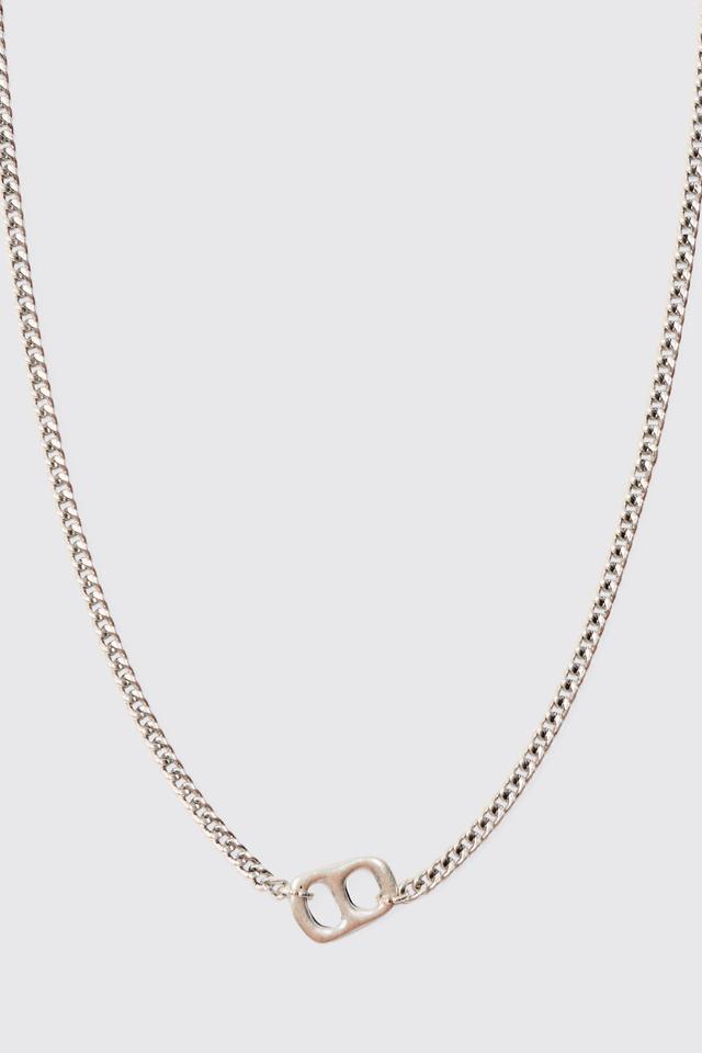 Chain Detail Pendant Necklace In Silver | boohooMAN USA Product Image