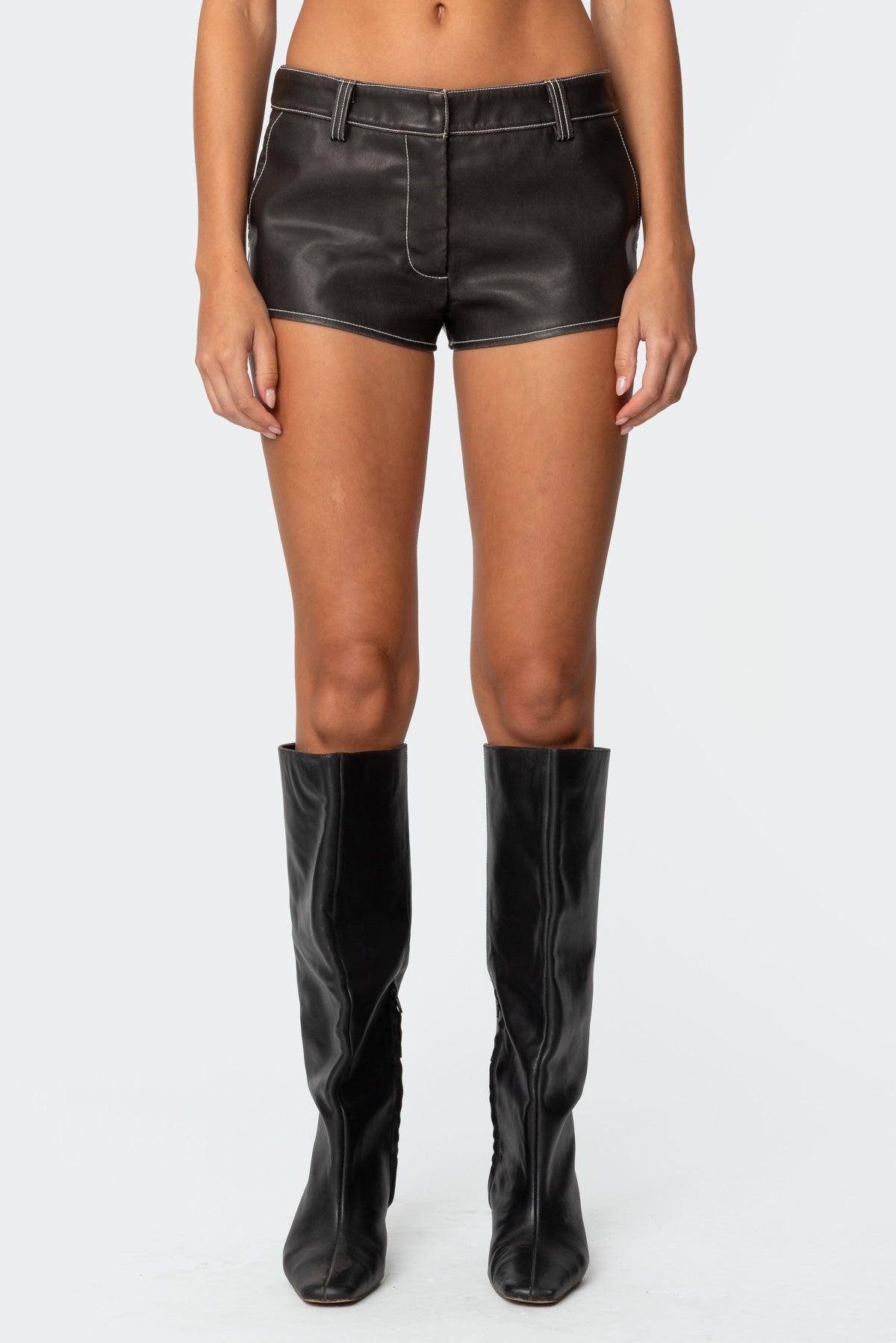 Blaise Faux Leather Micro Shorts Product Image