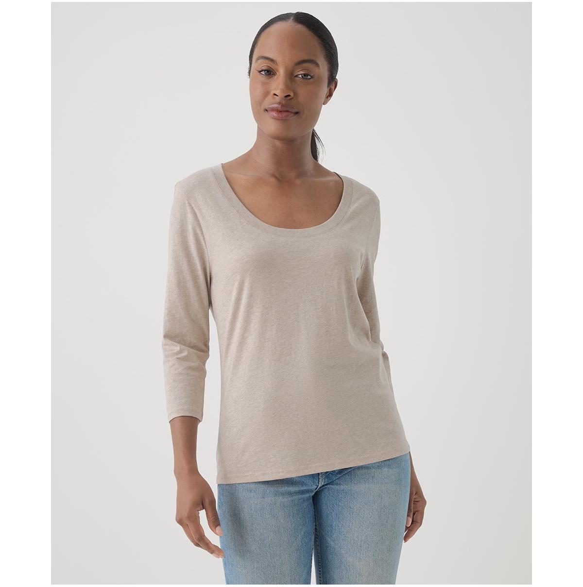 Pact Womens Organic Cotton Softspun Scoop Neck 3/4 Sleeve Tee Product Image