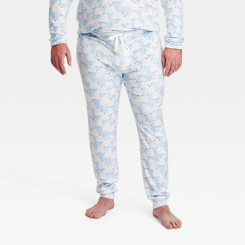 Mens Big & Tall Polar Bear Print Snuggly Soft Holiday Matching Family Pajama Pants - Wondershop Blue MT Product Image