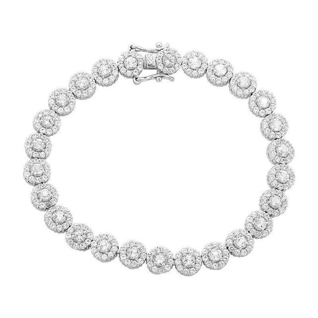 Designs by Gioelli Sterling Silver Lab-Created White Sapphire Flower Bracelet, Womens Product Image