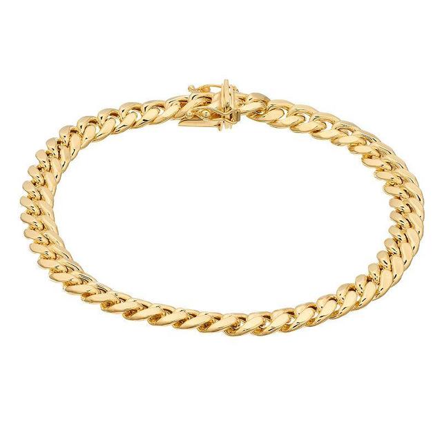 14K Gold Semi Solid Miami Cuban Bracelet, Womens Product Image