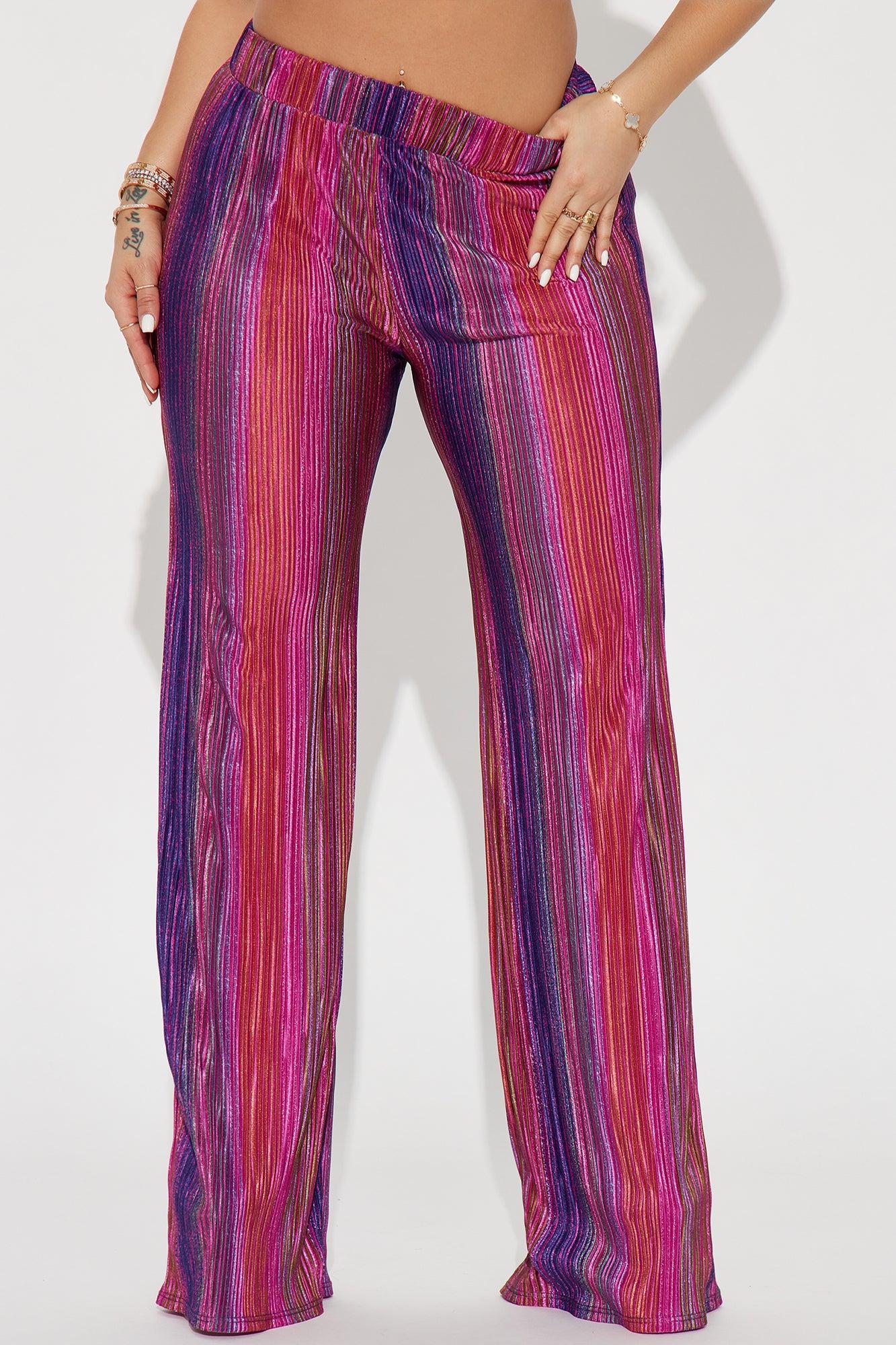 Your Majesty Wide Leg Plisse Pant - Magenta/combo Product Image