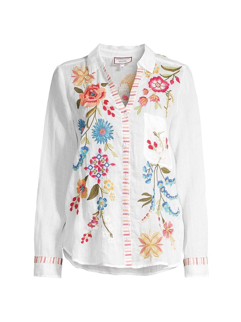 Womens Dionne Relaxed Floral Embroidered Shirt Product Image