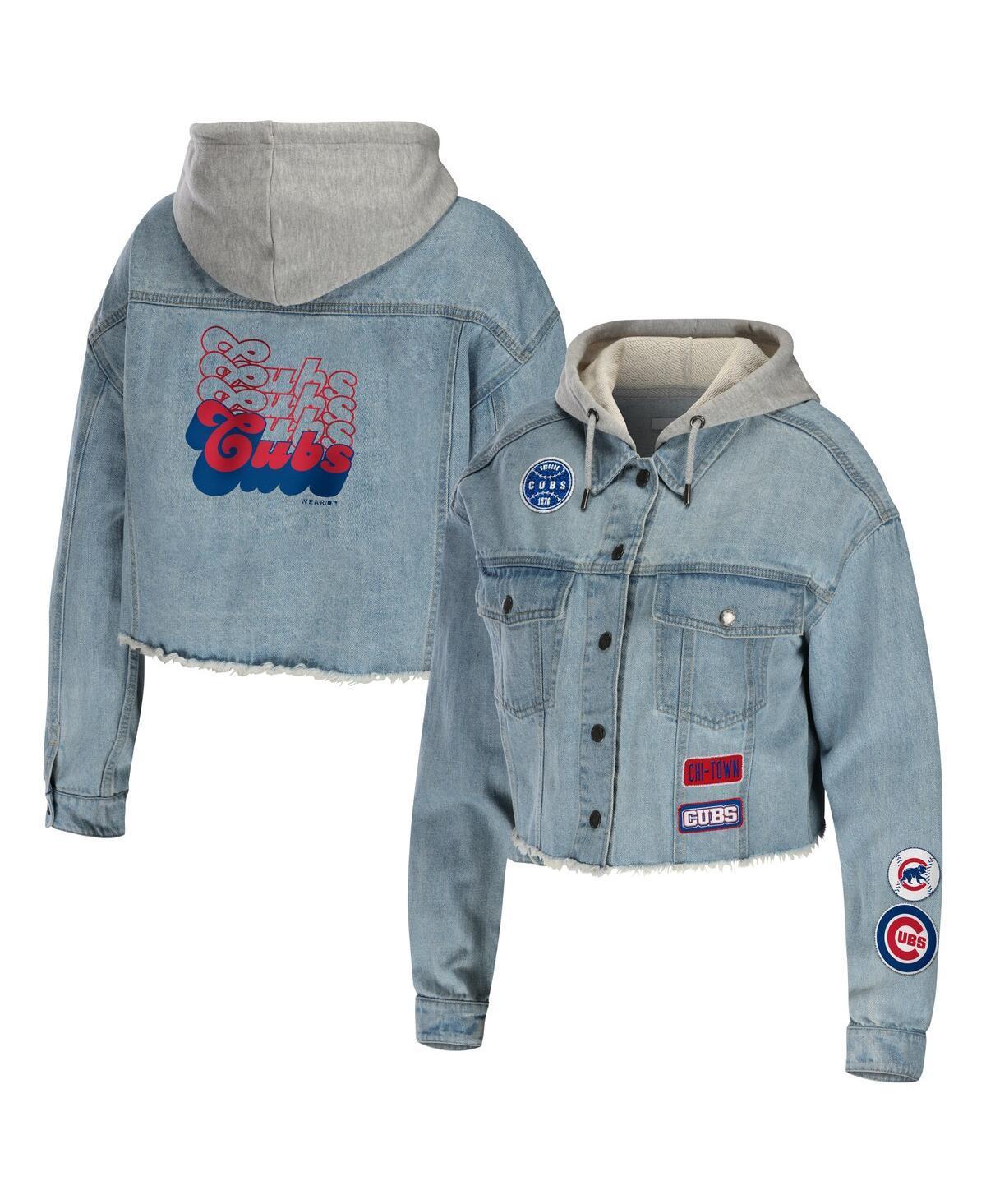 Womens WEAR by Erin Andrews Washington Nationals Hooded Button-Up Denim Jacket Turquoise A Product Image