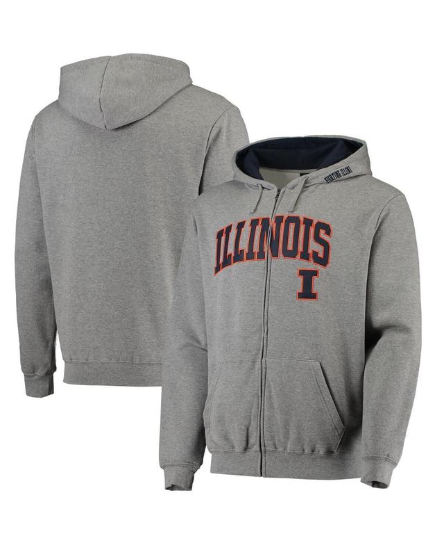 Mens Colosseum Heathered Gray Illinois Fighting Illini Arch & Logo 3.0 Full-Zip Hoodie Product Image