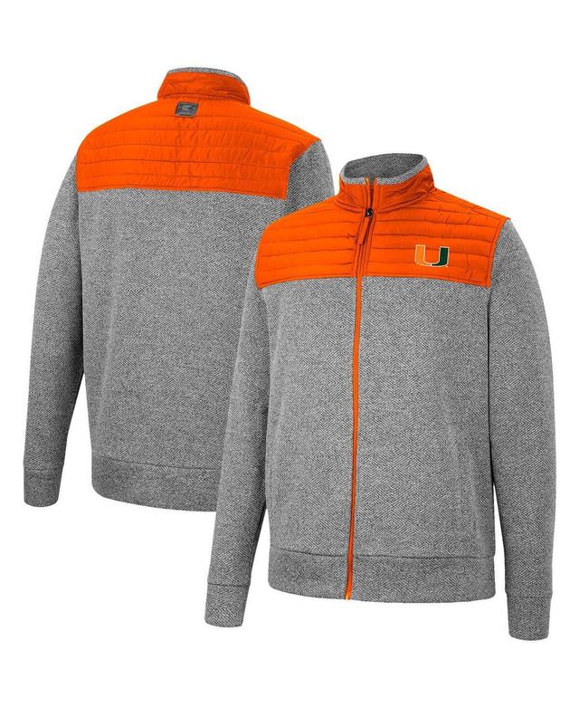 Mens Colosseum Gray Miami Hurricanes Putter Herringbone Full-Zip Jacket - Gray Product Image