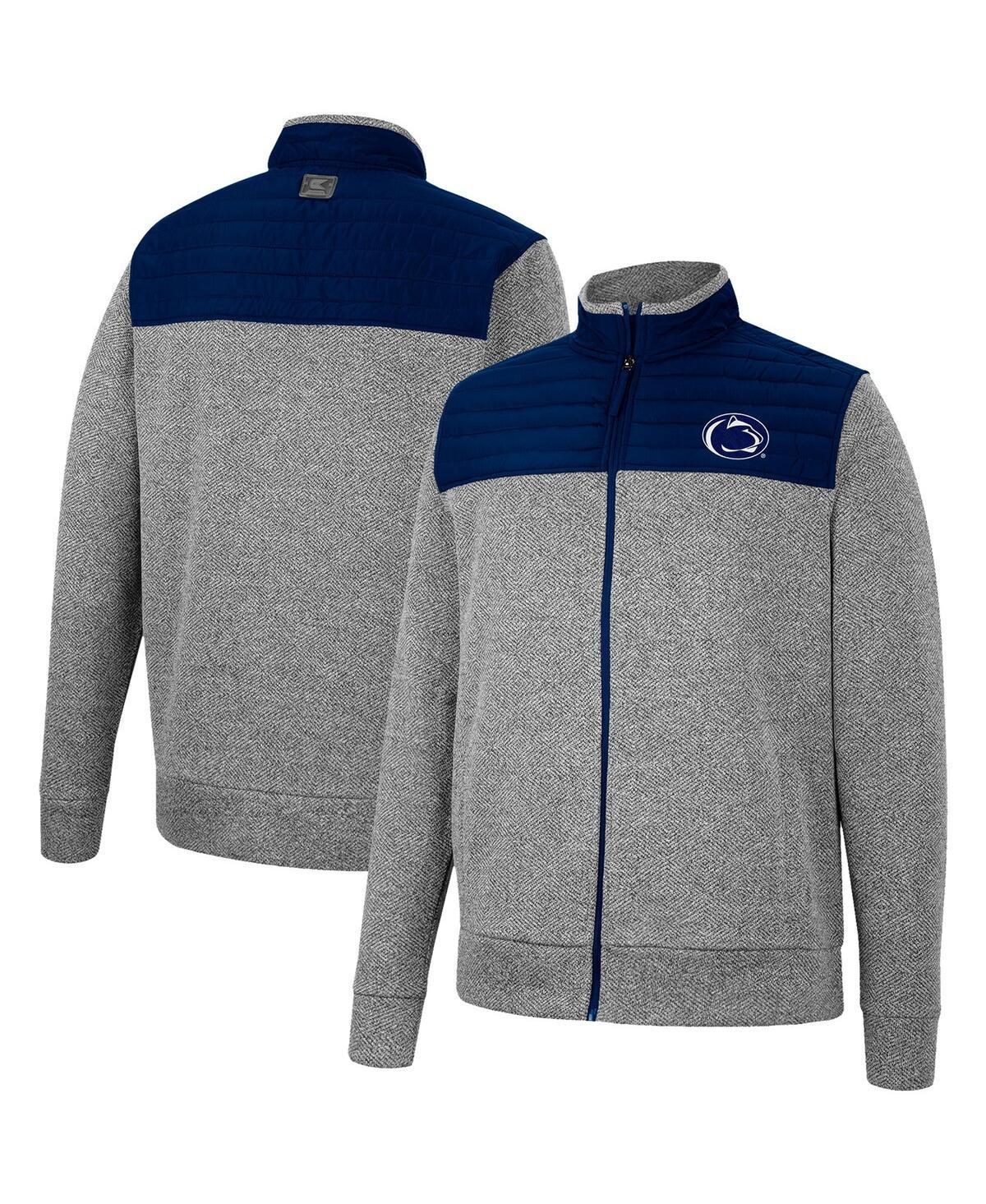 Mens Colosseum Gray Penn State Nittany Lions Putter Herringbone Full-Zip Jacket - Gray Product Image