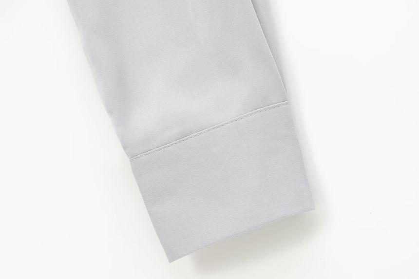 Long Sleeve Collared Plain Shirt Product Image