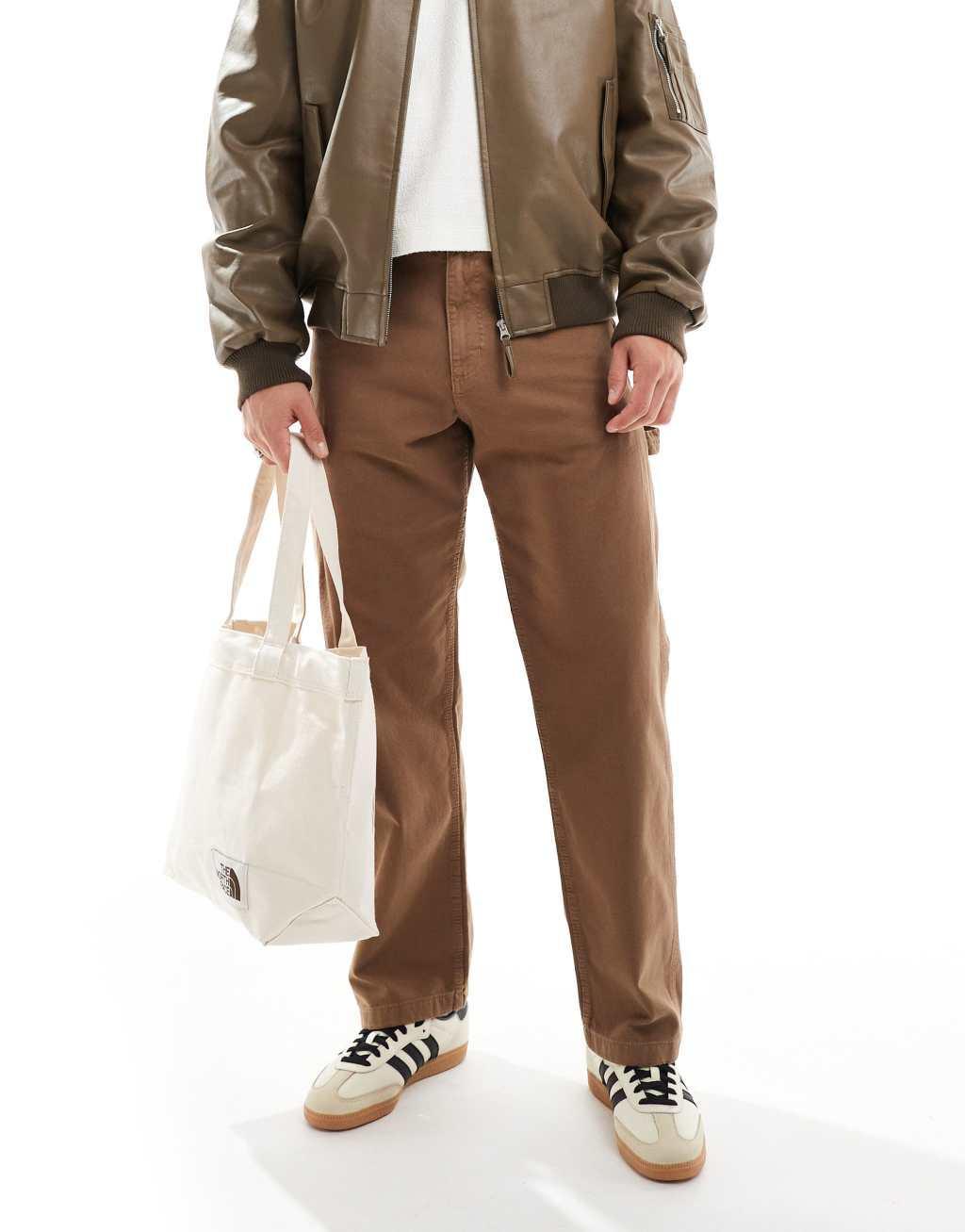 Jack & Jones eddie carpenter pants in washed brown  Product Image