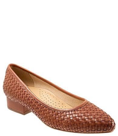 Trotters Jade Woven Leather Block Heel Pumps Product Image