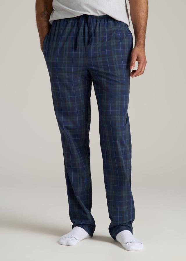 Woven Pajama Pants for Tall Men in Navy Tartan Product Image