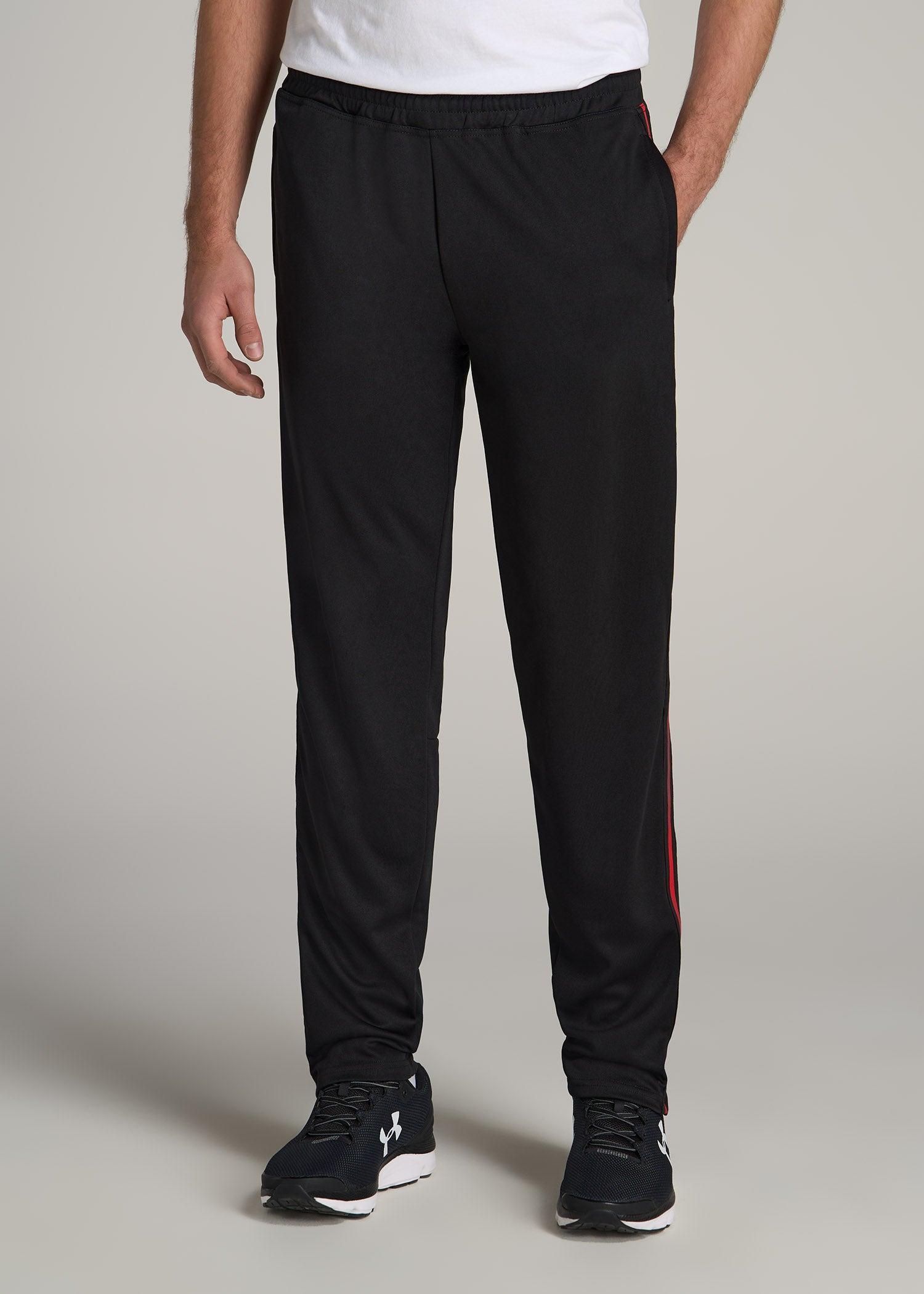 Athletic Stripe Pants for Tall Men in Black-Red Stripe Male Product Image