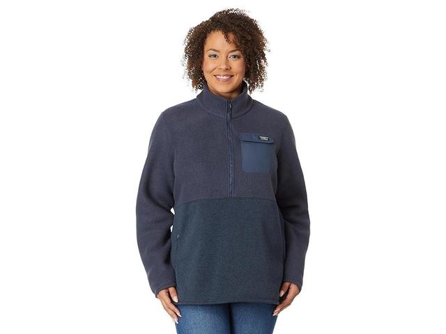 L.L.Bean Plus Size Sweater Fleece Sherpa Hybrid Color-Block (Carbon ) Women's Clothing Product Image