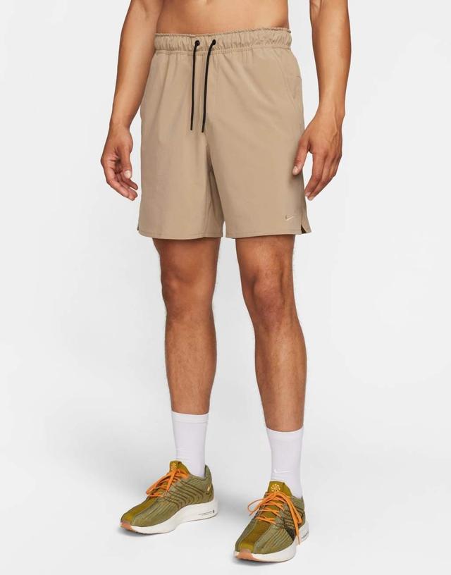 NIKE Training Dri-fit Unlimited Woven 7inch Shorts In Beige-green In Brown Product Image