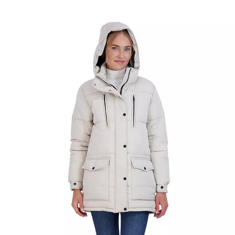 Juniors Sebby Hooded Parka Puffer Coat, Womens Lt Beige Product Image