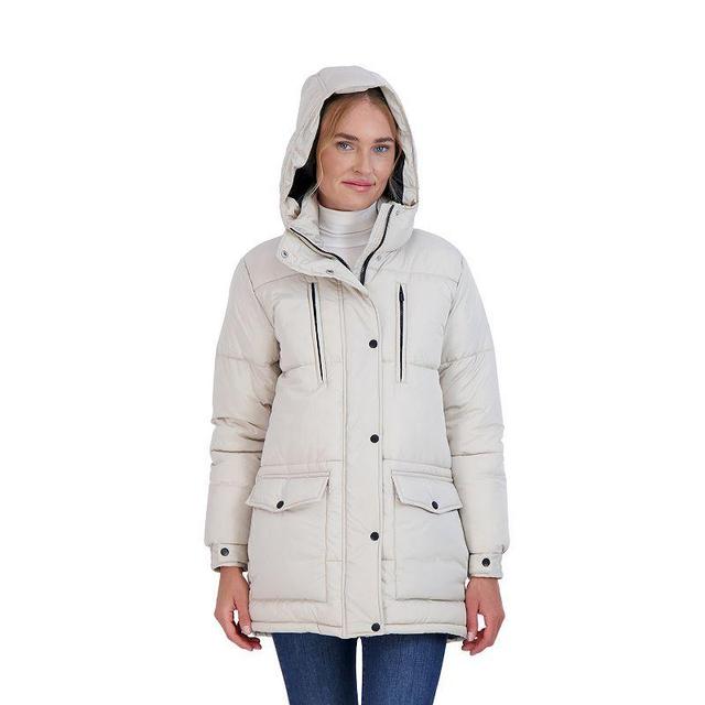 Juniors Sebby Hooded Parka Puffer Coat, Womens Lt Beige Product Image