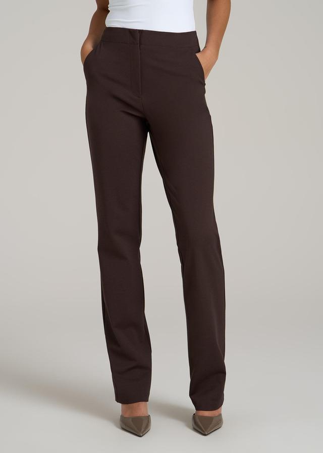 Slim Straight Leg Dress Pants for Tall Women in Espresso Product Image