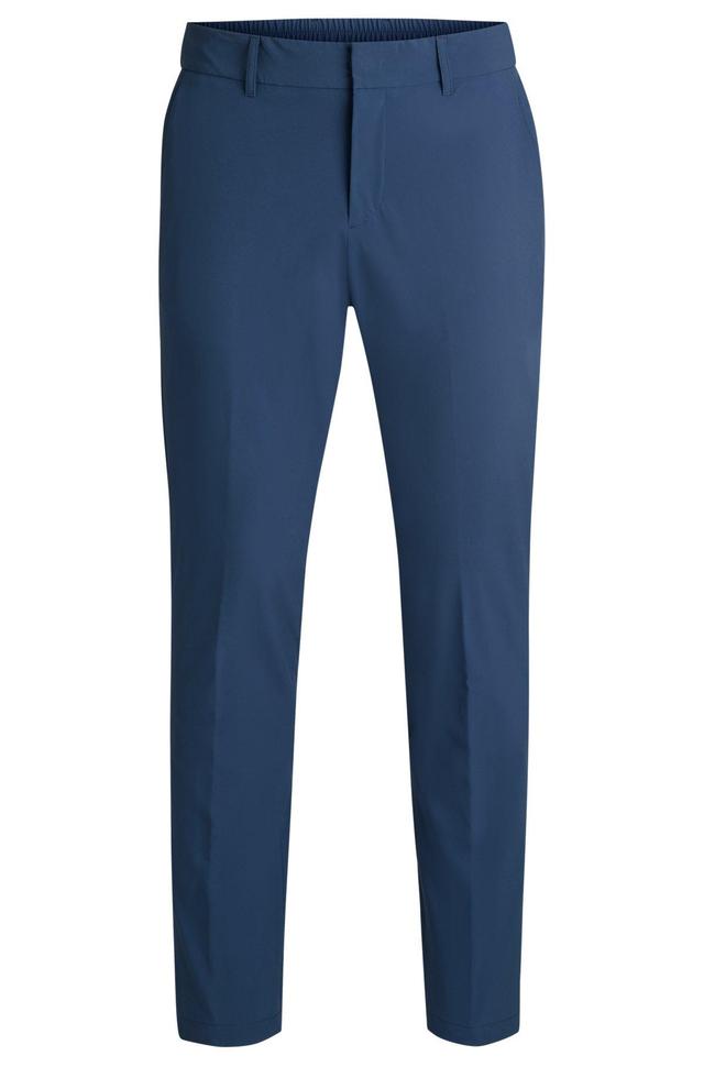 BOSS - Slim-fit trousers in travel-friendly stretch softshell fabric - Blue Product Image