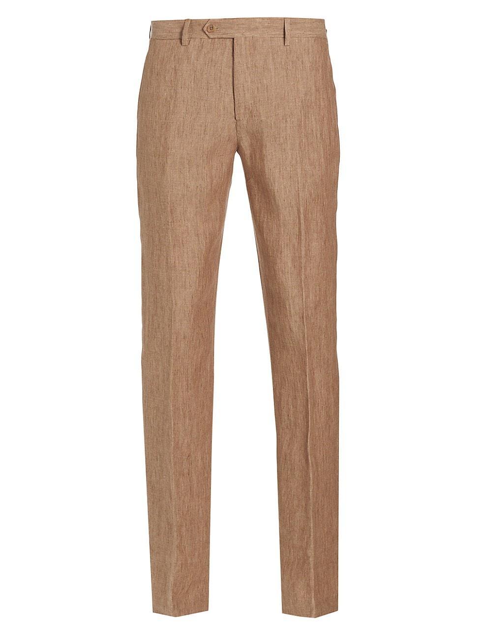 Mens COLLECTION Linen Flat-Front Trousers Product Image